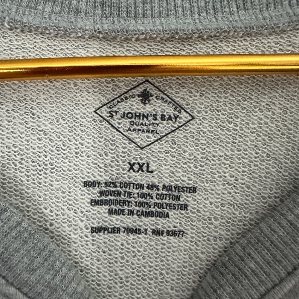 ST. JOHN'S BAY GREY WITH EMBROIDERED FLOWERS WITH MOCK SLEEVES SWEATER - Picture 5 of 6